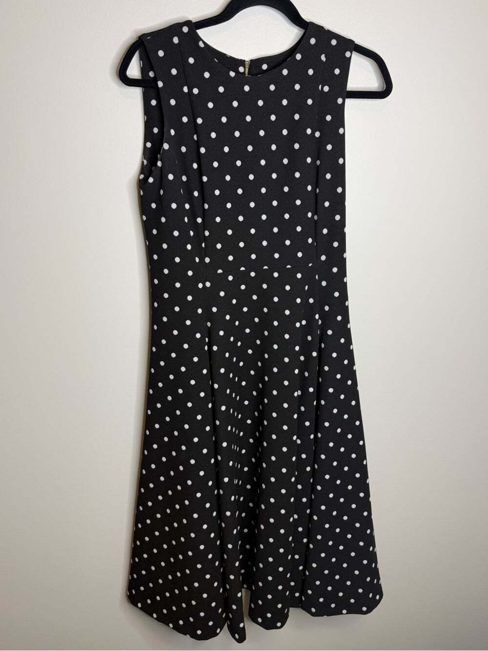 Calvin Klein brown Dress with White Polka Dots midi size 6